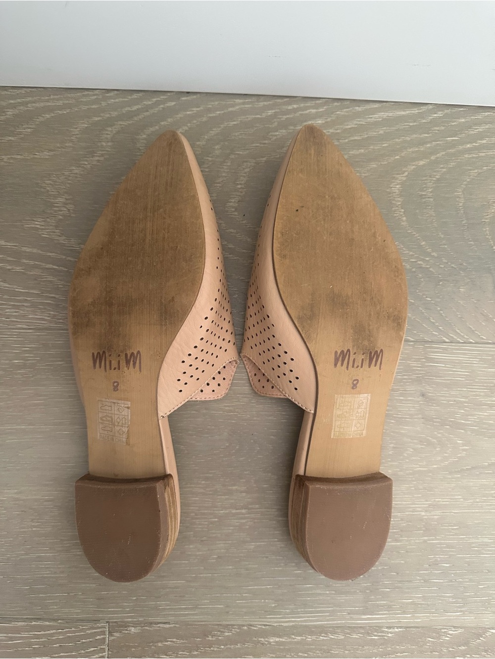 Mi.iM Nude Perforated Pointed Toe Mules - Picture 3 of 4